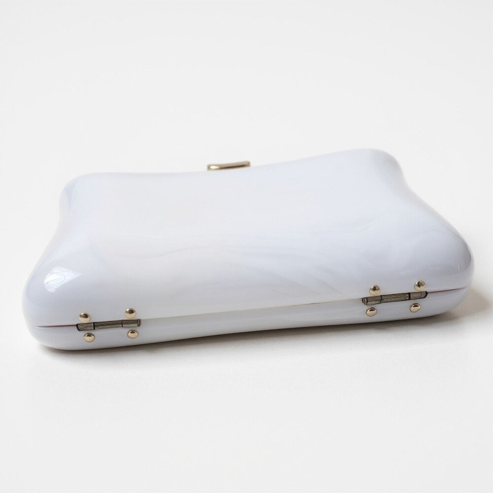 Lisette Mother Of Pearl Hard Lucite Shell Clutch Purse - Picture 6 of 6